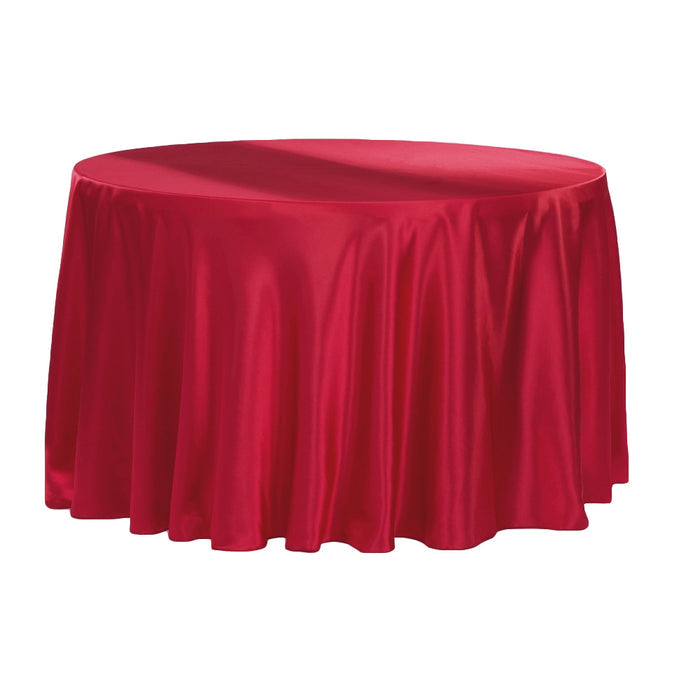 Satin 120" Round Tablecloth - Apple Red - CV Linens