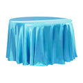 Satin 120" Round Tablecloth - Aqua Blue - CV Linens