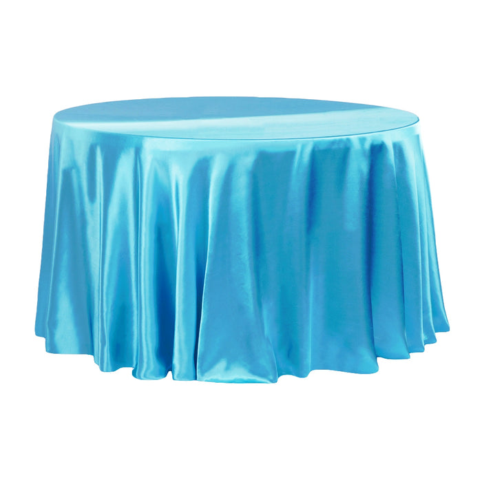 Satin 120" Round Tablecloth - Aqua Blue - CV Linens
