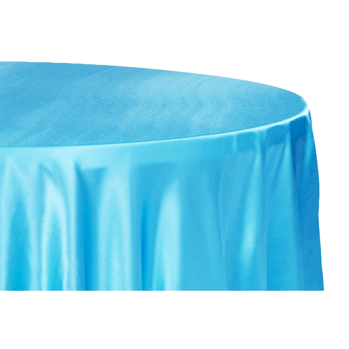 Satin 120" Round Tablecloth - Aqua Blue - CV Linens