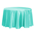 Satin 132" Round Tablecloth - Light Turquoise - CV Linens