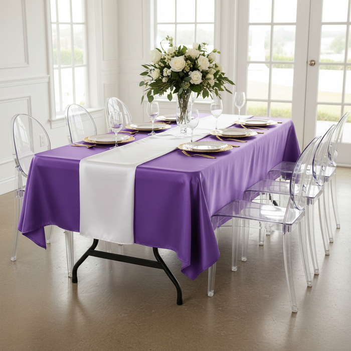 Satin Rectangular 60"x120" Tablecloth - Purple.