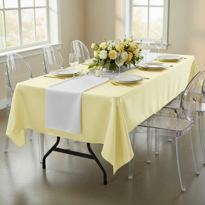 Satin Rectangular 60"x120" Tablecloth - Yellow.