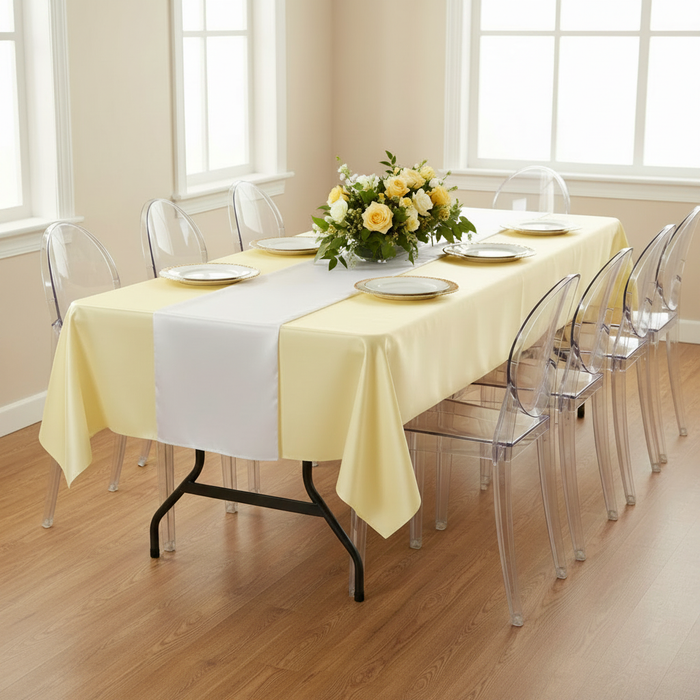 Satin Rectangular 60"x120" Tablecloth - Yellow.