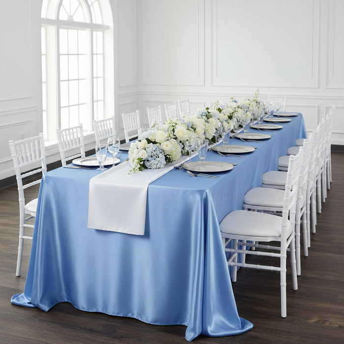 Satin Rectangular 90"x132" Tablecloth - Cornflower/Serenity.