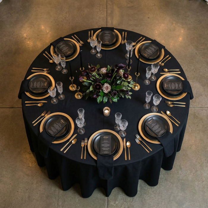Scuba 120" Round Tablecloth - Black - CV Linens