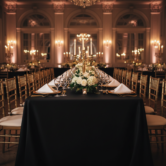Scuba 90"x156" Rectangular Oblong Tablecloth - Black.