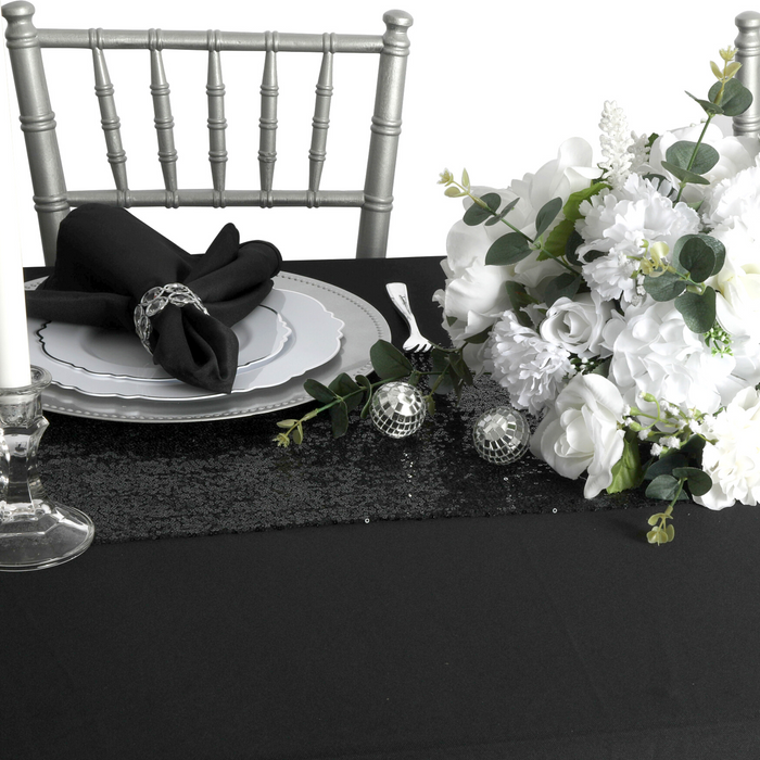 Scuba 90"x156" Rectangular Oblong Tablecloth - Black