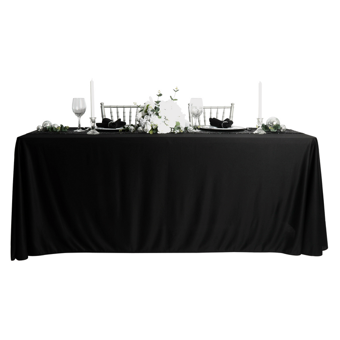 Scuba 90"x156" Rectangular Oblong Tablecloth - Black