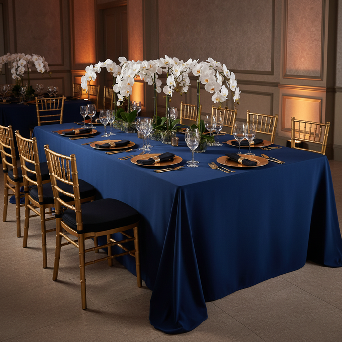 Scuba 90"x156" Rectangular Oblong Tablecloth - Navy Blue