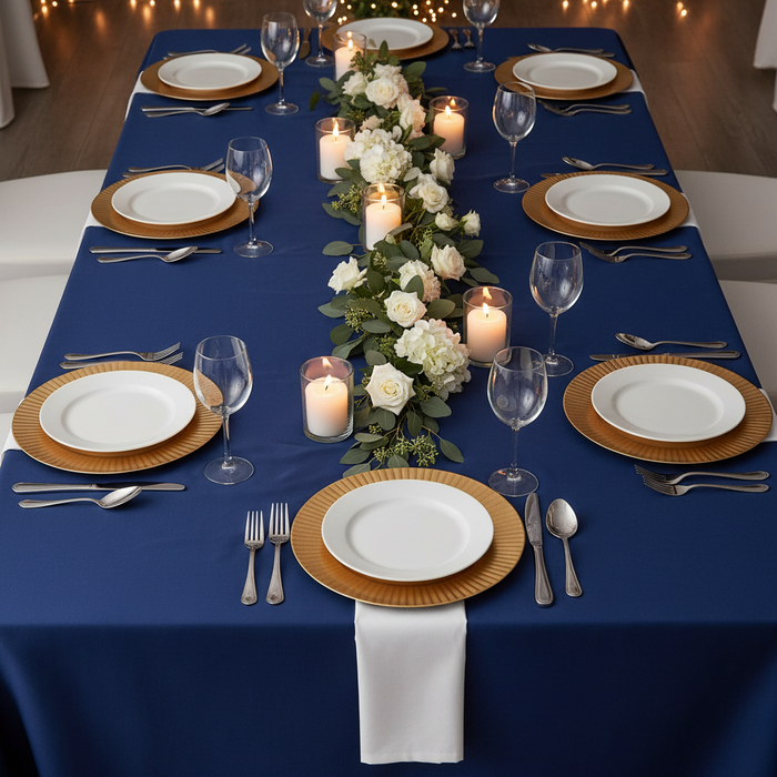 Scuba 90"x156" Rectangular Oblong Tablecloth - Navy Blue