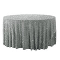 Sequin velvet round tablecloth silver full view
