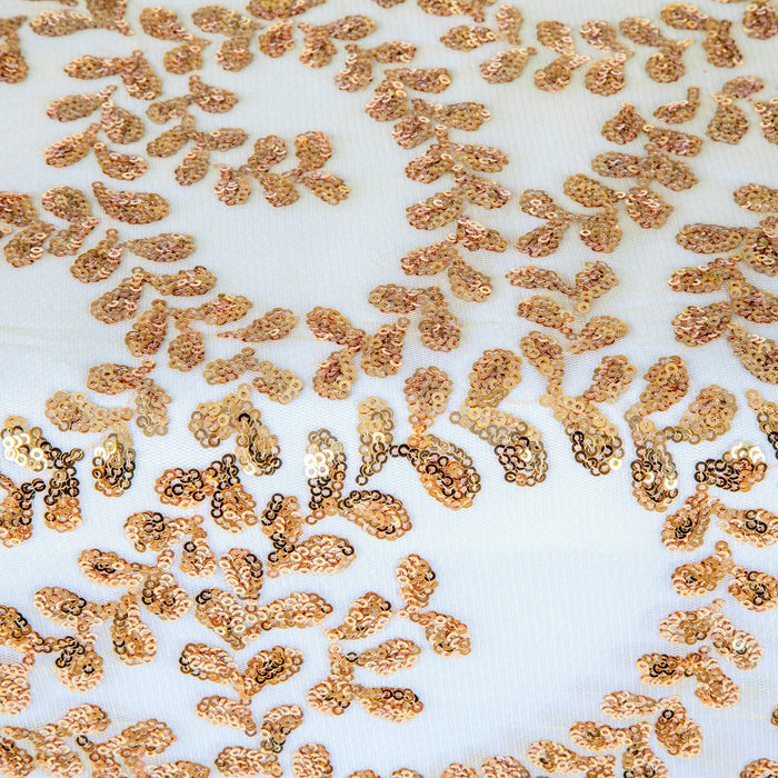 Sequin Vine Tablecloth Overlay 120" Round - Gold