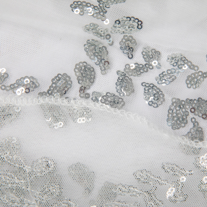 Sequin Vine Tablecloth Overlay 90"x156" Rectangle - Silver