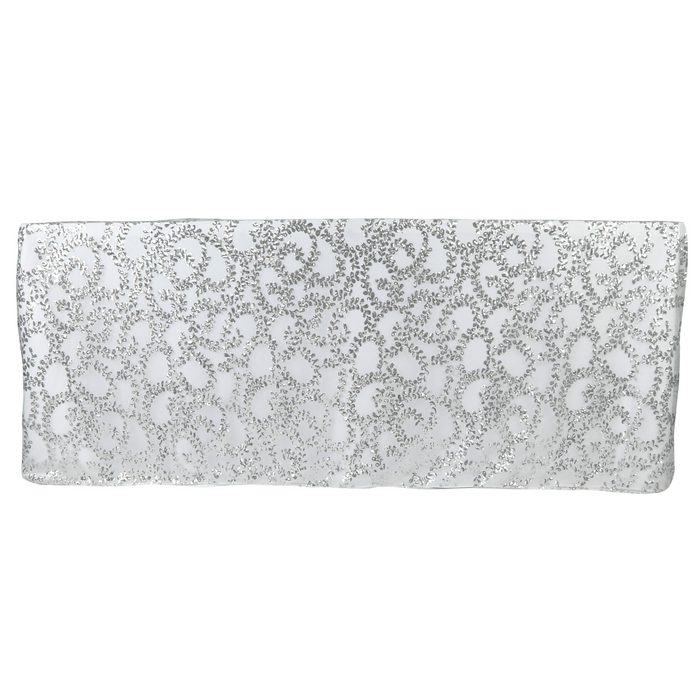 Sequin Vine Tablecloth Overlay 90"x156" Rectangle - Silver