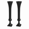 Set of 2 Metal Trumpet Centerpiece Vases - Black - CV Linens