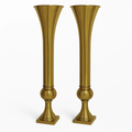 Set of 2 Metal Trumpet Centerpiece Vases Gold - CV Linens