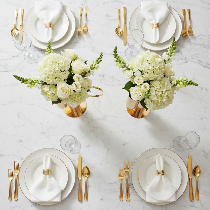Set of 2 Modern Double Tube Floral Centerpiece Stand - Gold