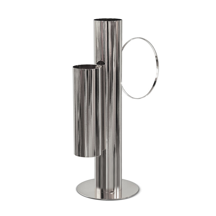 Set of 2 Modern Double Tube Floral Centerpiece Stand - Silver