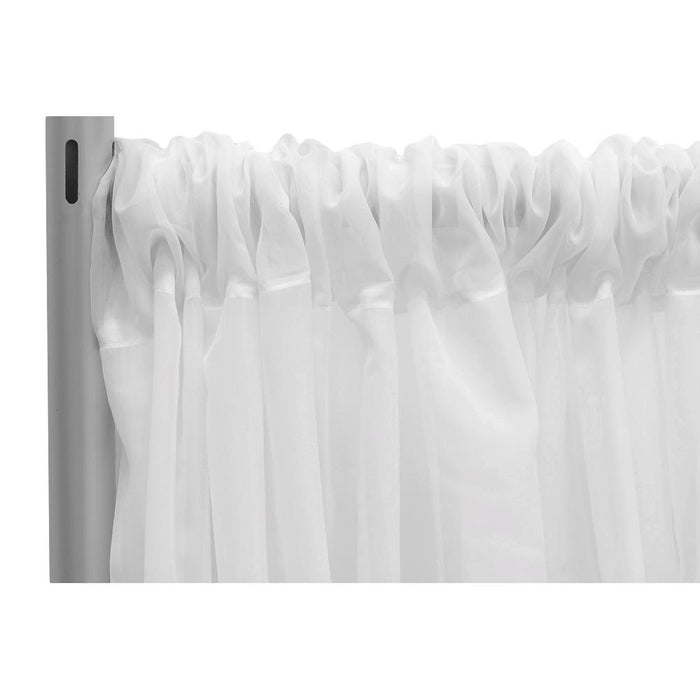 Sheer Voile Flame Retardant (FR) 14ft H x 118" W Drape/Backdrop Curtain Panel - White - CV Linens