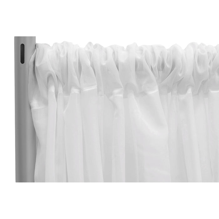Sheer Voile Flame Retardant (FR) 8ft H x 118" W Drape/Backdrop Curtain Panel - White - CV Linens