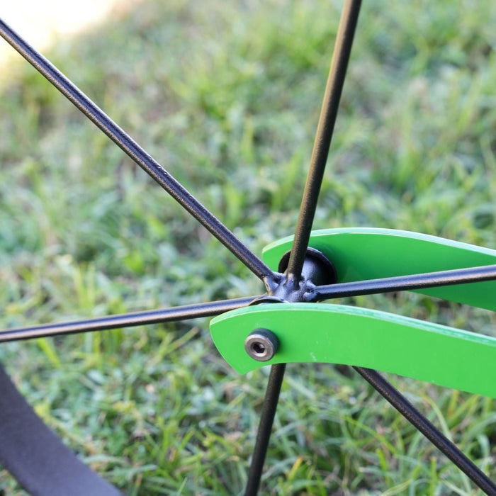 Closeup shot of the shoulder bolt in the single wheel hoe axle