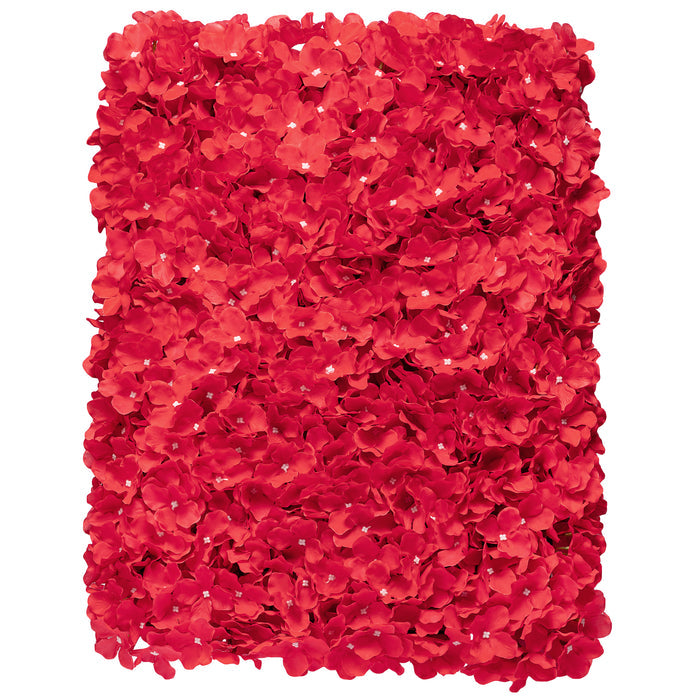 Silk Hydrangeas Flower Wall Backdrop Panel - Red - CV Linens