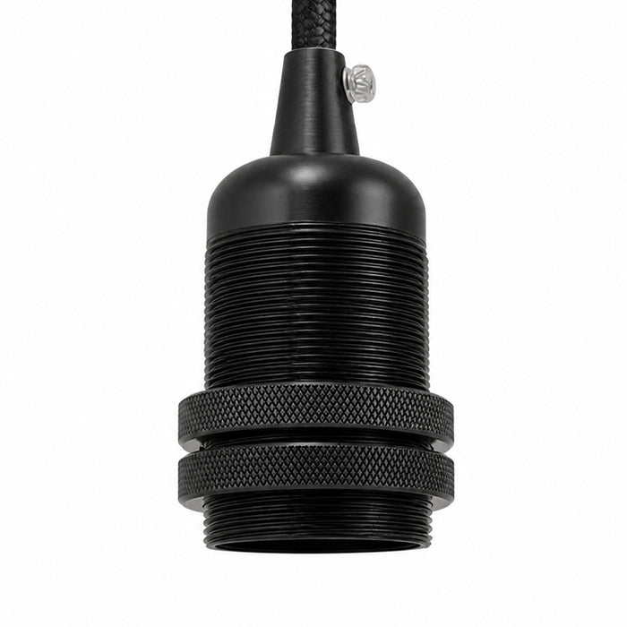 Smooth Holder With Ring Satin Black E27 Socket Ceramic Holder~2738