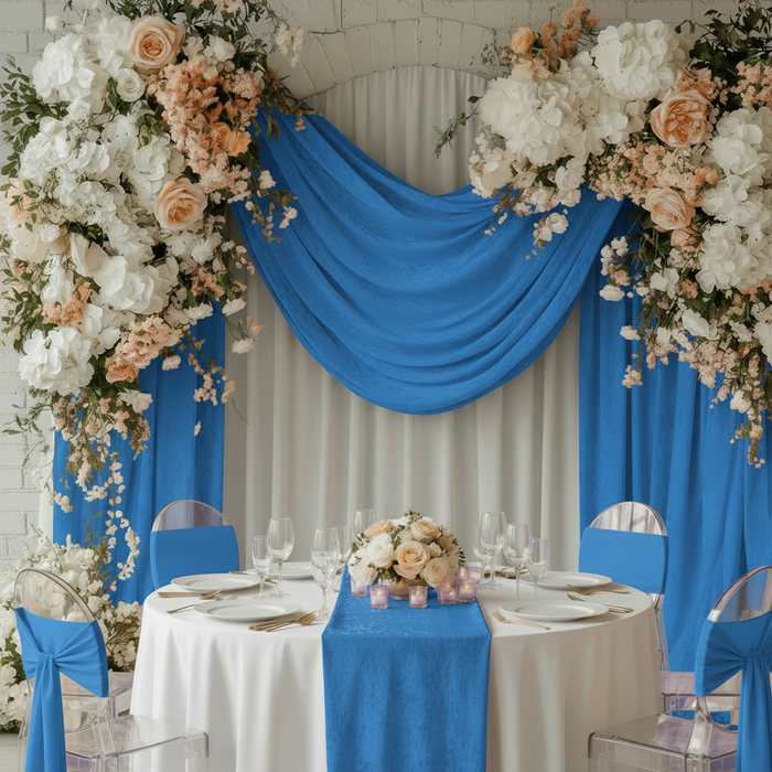 Spandex 4-way Stretch Backdrop Drape Curtain 10ft H x 60" W - Azure Blue.