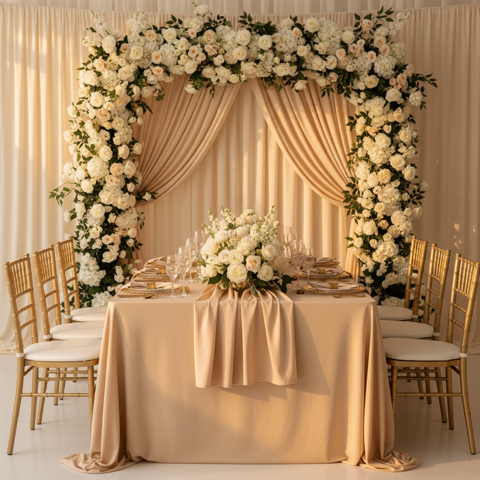 Spandex 4-way Stretch Backdrop Drape Curtain 14ft H x 60" W - Champagne.