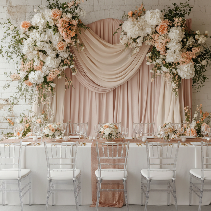 Spandex 4-way Stretch Backdrop Drape Curtain 16ft H x 60" W - Blush/Rose Gold.