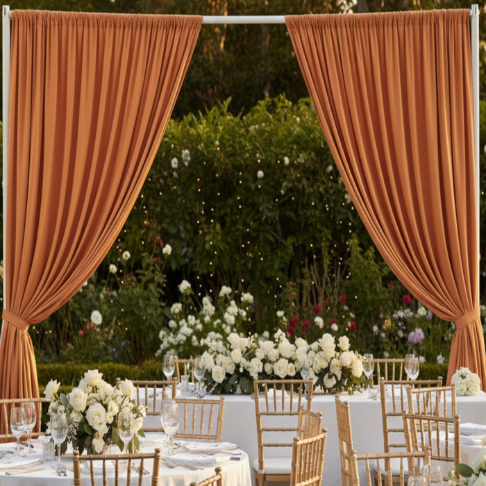 Terracotta 10FT Spandex Drape – Outdoor Wedding Reception