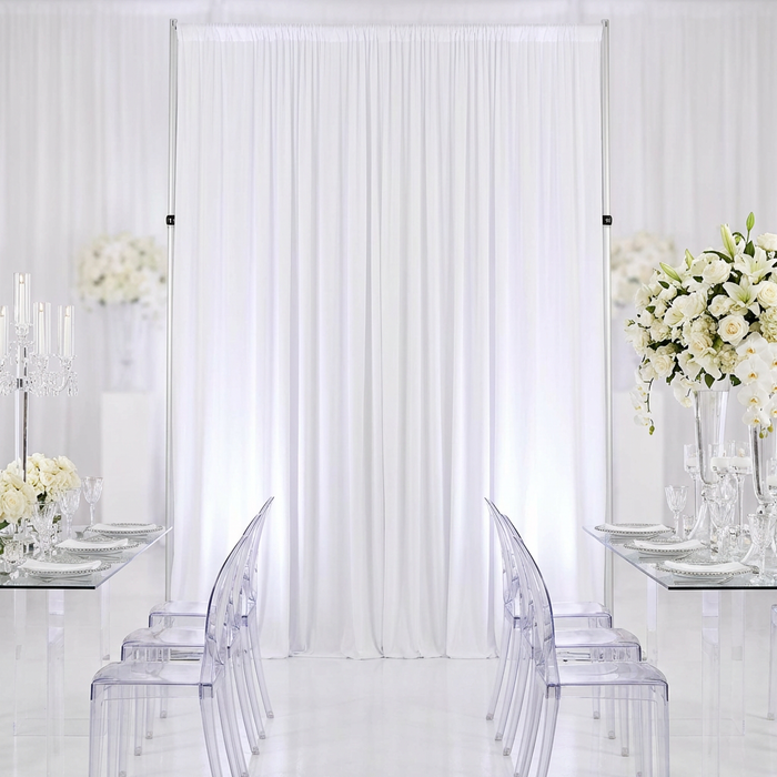 Spandex 4-way Stretch Drape Curtain 12ft H x 60" W - White - CV Linens
