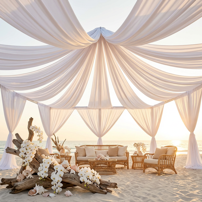 Spandex 4-way Stretch Drape Curtain 12ft H x 60" W - White - CV Linens