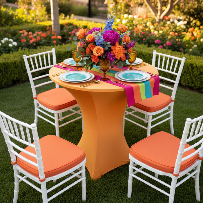 Spandex Cocktail Table Cover 30" Round - Orange.