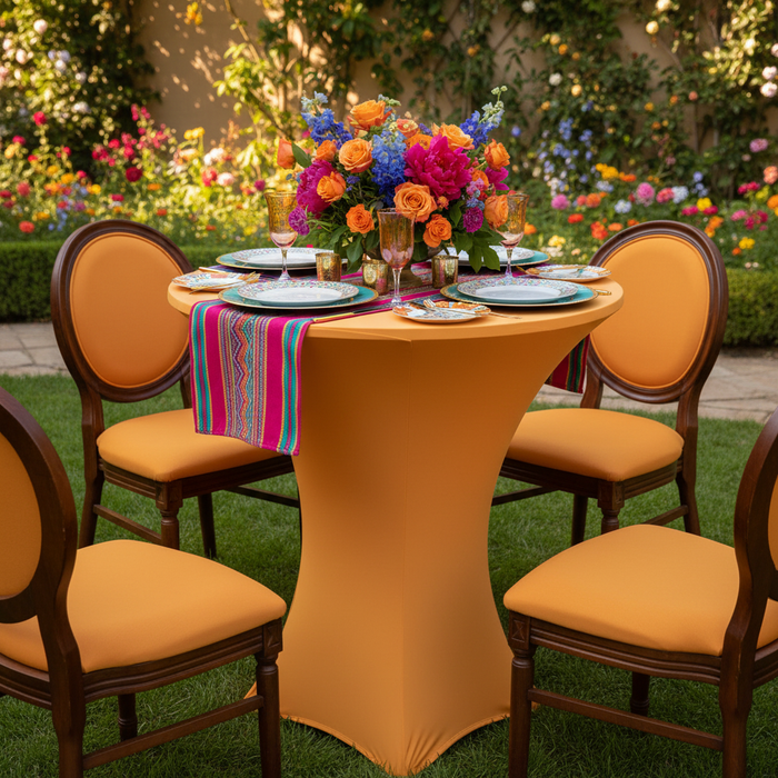 Spandex Cocktail Table Cover 30" Round - Orange.