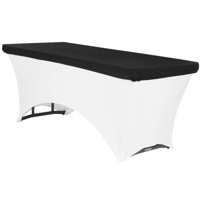 Spandex Table Topper/Cap 6 FT Rectangular - Black - CV Linens