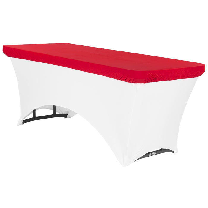 Spandex Table Topper/Cap 6 FT Rectangular - Red - CV Linens