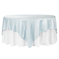 Square 90"x90" Lamour Satin Table Overlay - Dusty Blue - CV Linens