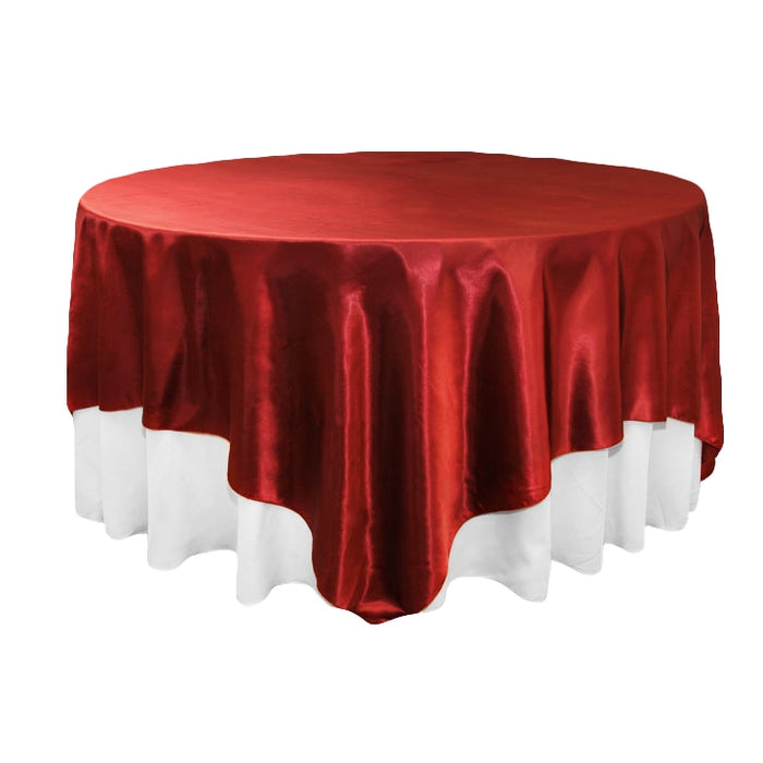 Square 90"x90" Satin Table Overlay - Burgundy - CV Linens