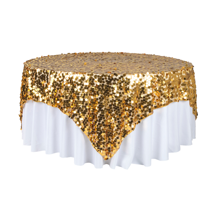 Square Payette Sequin Table Overlay Topper 90"x90" Square - Gold