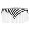Stripe 72"x72" Square Satin Table Overlay - Black & White - CV Linens