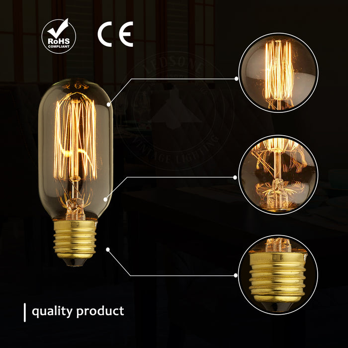 T45 E27 60W Dimmable Filament Dimmable Incandescent Bulb~3232