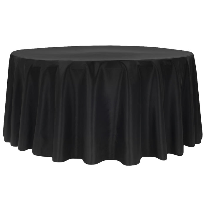 Taffeta Tablecloth 120" Round - Black - CV Linens