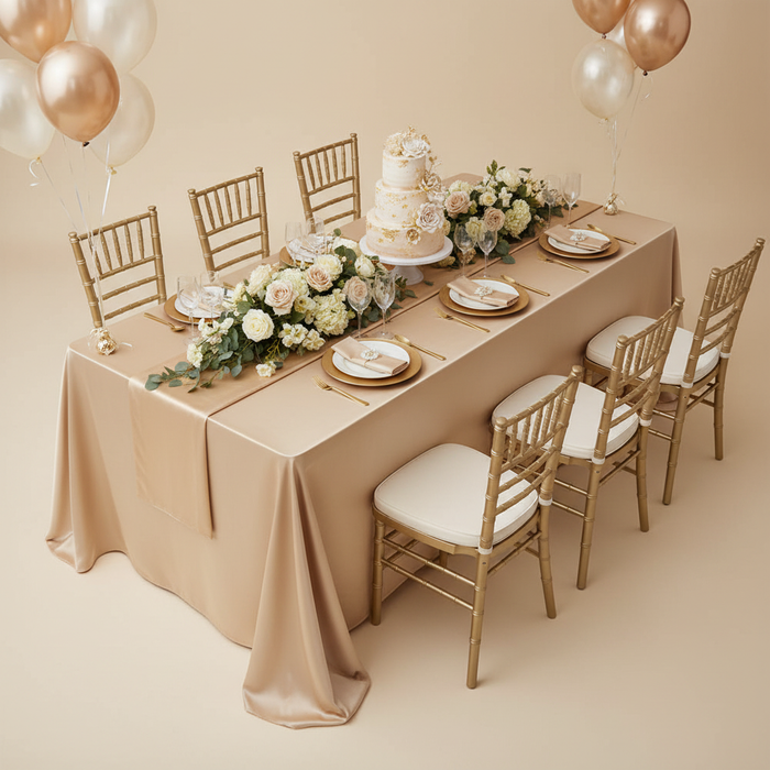 Taffeta Tablecloth 90"x156" Rectangular - Champagne.