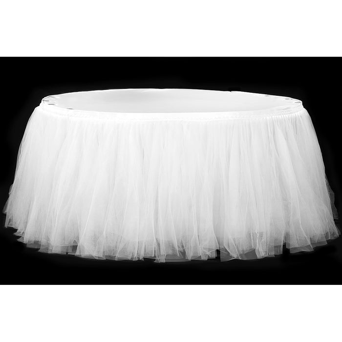 Tulle Tutu 14ft Table Skirt - White - CV Linens