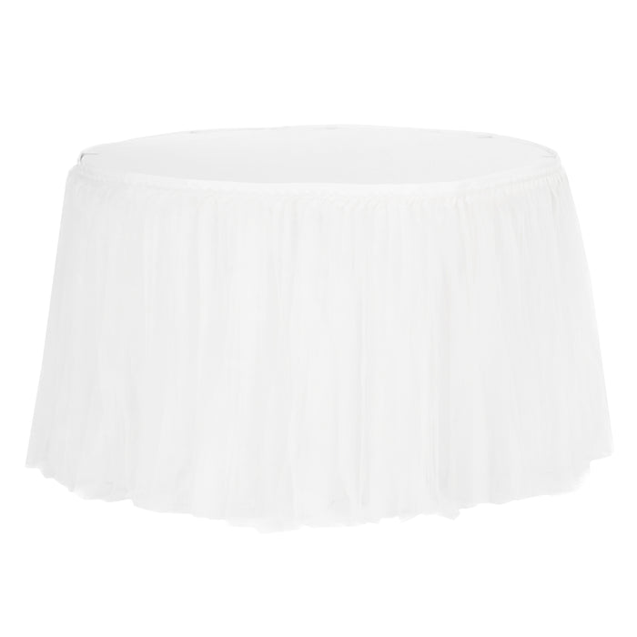 Tulle Tutu 14ft Table Skirt - White - CV Linens