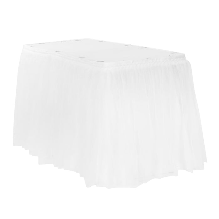 Tulle Tutu 17ft Table Skirt - White - CV Linens