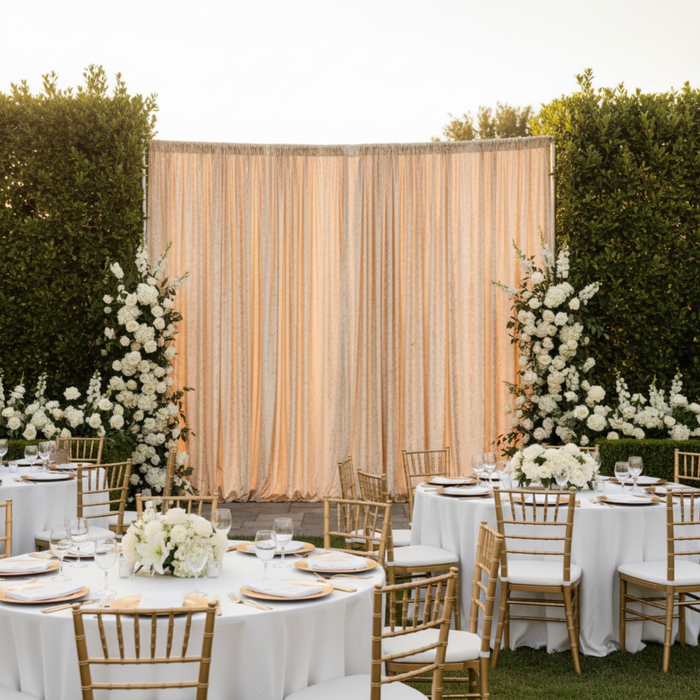 Outdoor Wedding – Champagne 10ft Velvet Drape