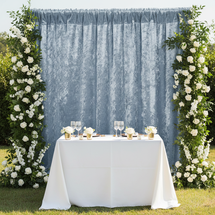 Velvet 10ft H x 52" W Drape/Backdrop Curtain Panel - Dusty Blue garden wedding